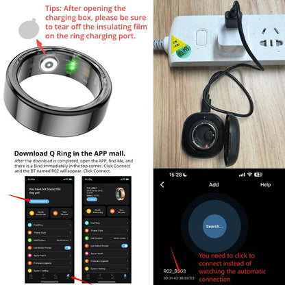 R10 Temperature Smart Fitness Ring, 5ATM Waterproof Durable Fitness Tracker for Women & Men