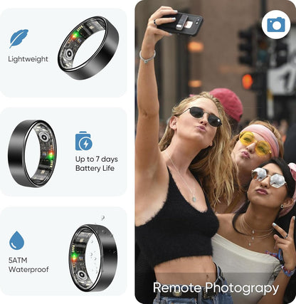 R10 Temperature Smart Fitness Ring, 5ATM Waterproof Durable Fitness Tracker for Women & Men