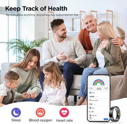 R10 Temperature Smart Fitness Ring, 5ATM Waterproof Durable Fitness Tracker for Women & Men