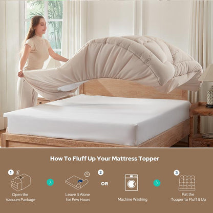 Thicken Bedding Fitted Sheet, Fluffy Pillow Top Pad,Cooling Comfortable Mattress Cover